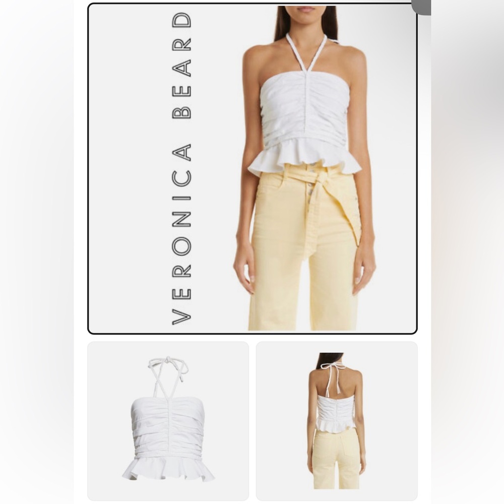 NWT💕 Veronica Beard White Strapless Crop halter Top
